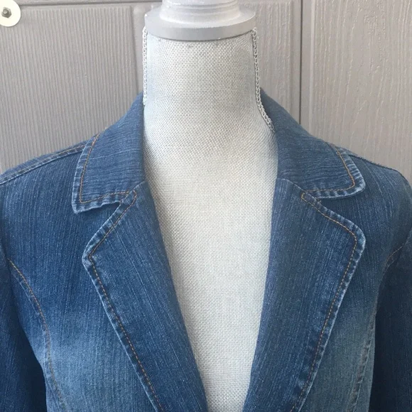 Denim jean vintage RL look Jacket button fitted glam blue boho - Picture 2 of 13